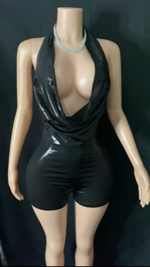 BLACK FAUX ROMPER